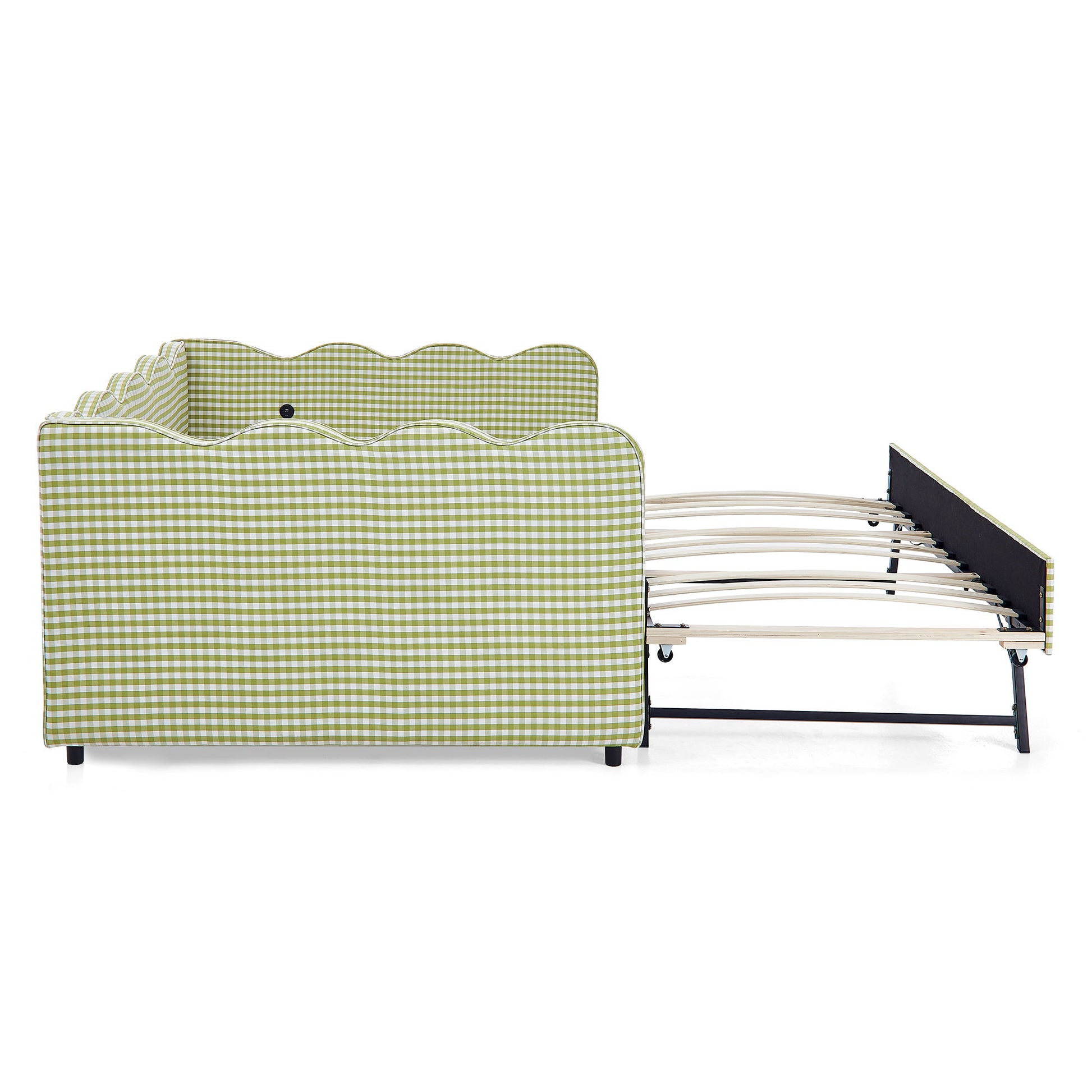 Gingham Daybed With USB Charging Port, Wave-Shaped Design - The Sleep Loft - Online Mattress Showroom NYC