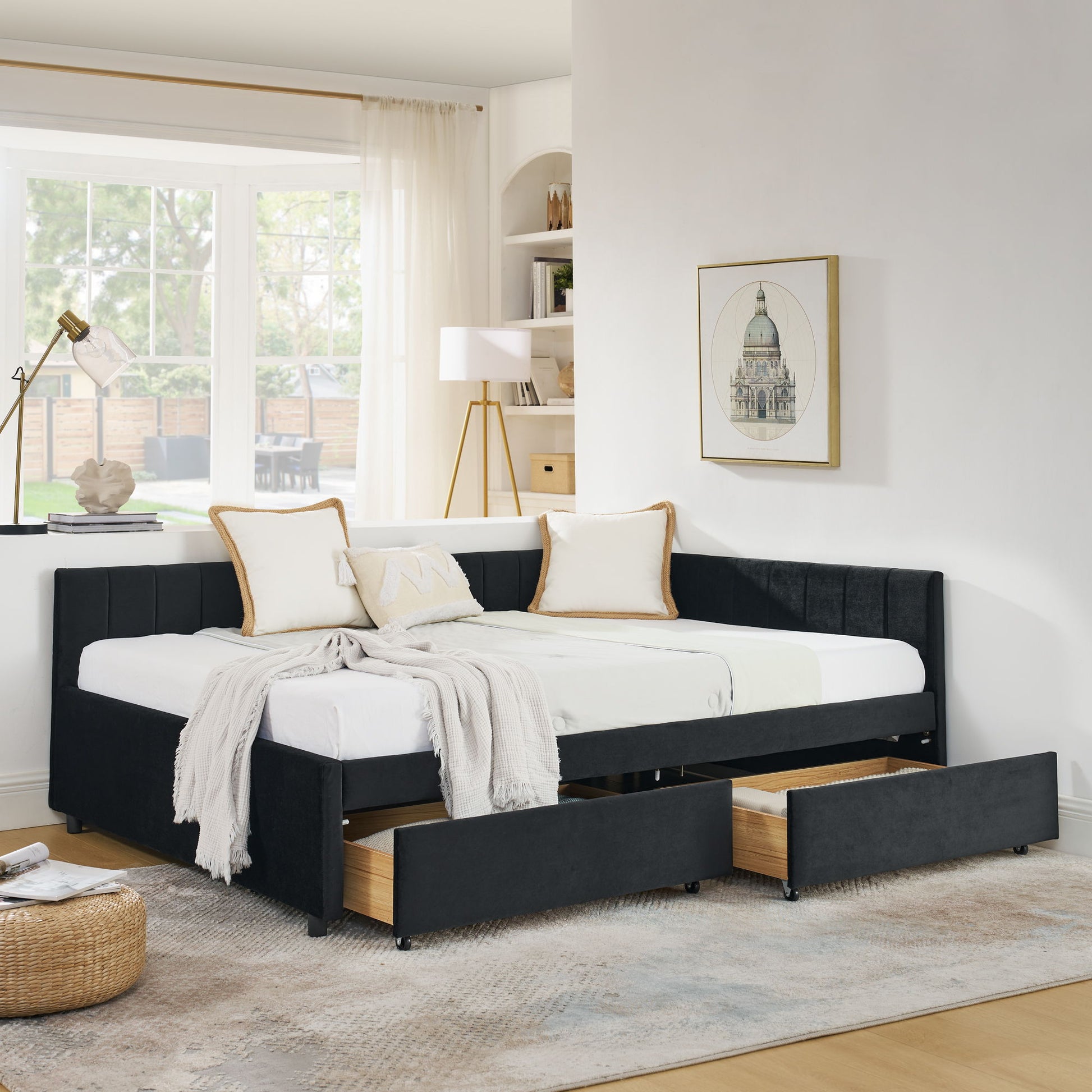 Upholstered Tufted Daybed Frame With Storage Drawers - The Sleep Loft - Online Mattress Showroom NYC