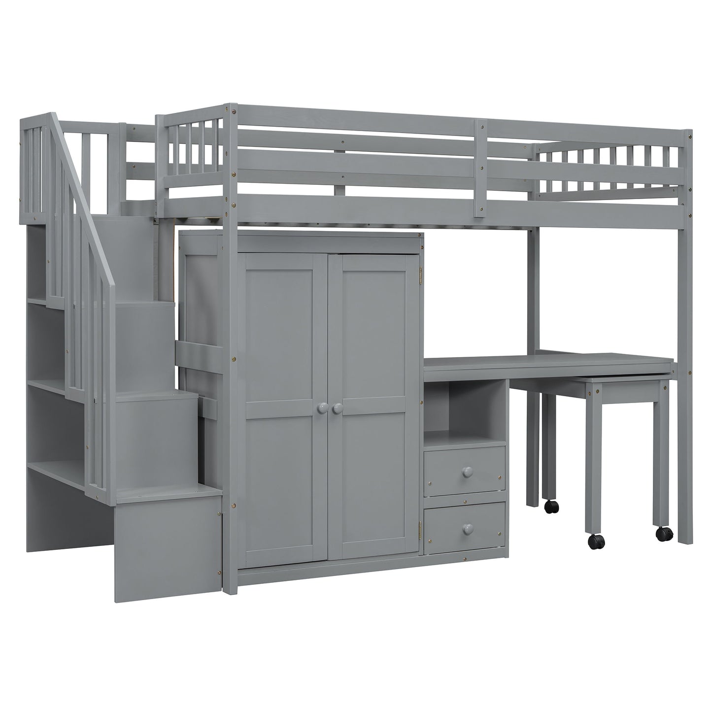 Loft Bed With Stairs, Bookshelf, Drawers, Desk & Wardrobe, Space Saving Multifunctional Furniture - The Sleep Loft - Online Mattress Showroom NYC