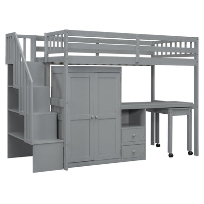 Loft Bed With Stairs, Bookshelf, Drawers, Desk & Wardrobe, Space Saving Multifunctional Furniture - The Sleep Loft - Online Mattress Showroom NYC