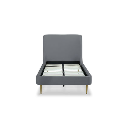 Mid-Century Modern Upholstered Bed With Curved Headboard - The Sleep Loft - Online Mattress Showroom NYC