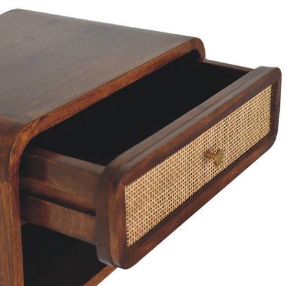 Wall Mounted Open Woven Bedside Table - Chestnut - The Sleep Loft - Online Mattress Showroom NYC