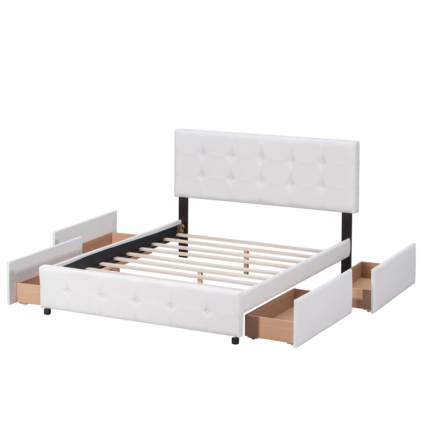 Upholstered Platform Bed With Classic Headboard And Drawers, No Box Spring Needed - The Sleep Loft - Online Mattress Showroom NYC