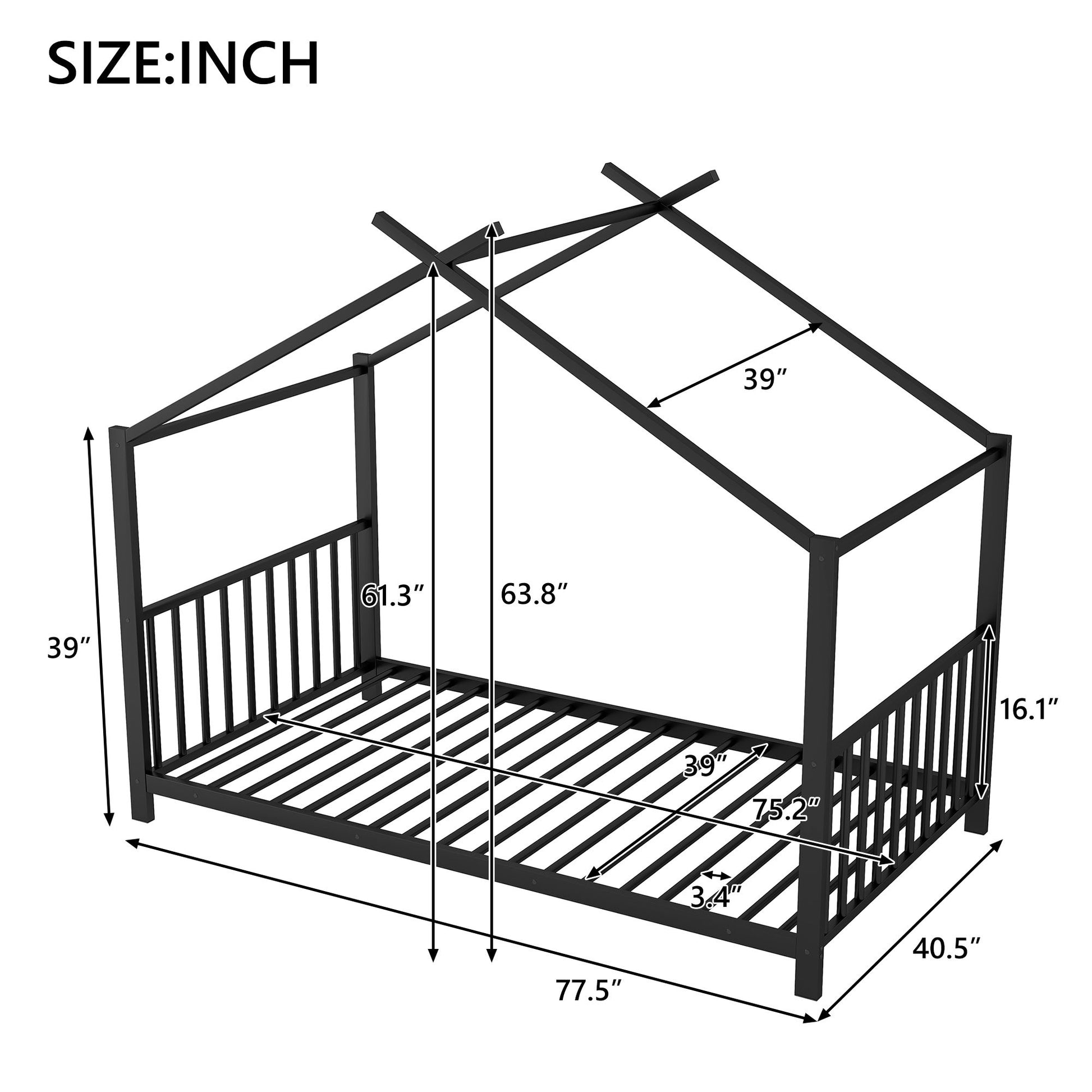 Metal House Platform Bed With Modern Design And Durable Frame - The Sleep Loft - Online Mattress Showroom NYC