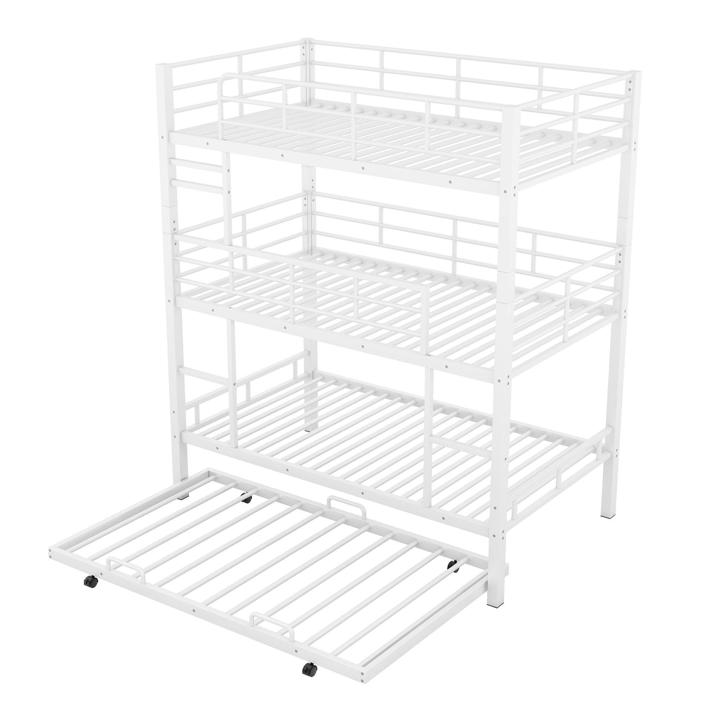 Triple Bunk Bed With Trundle, Heavy Duty Steel Construction - The Sleep Loft - Online Mattress Showroom NYC