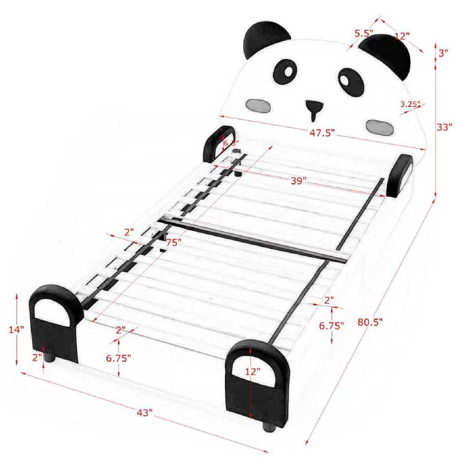 Twin Size Cute Panda Shaped Kids Bed - White / Black - The Sleep Loft - Online Mattress Showroom NYC