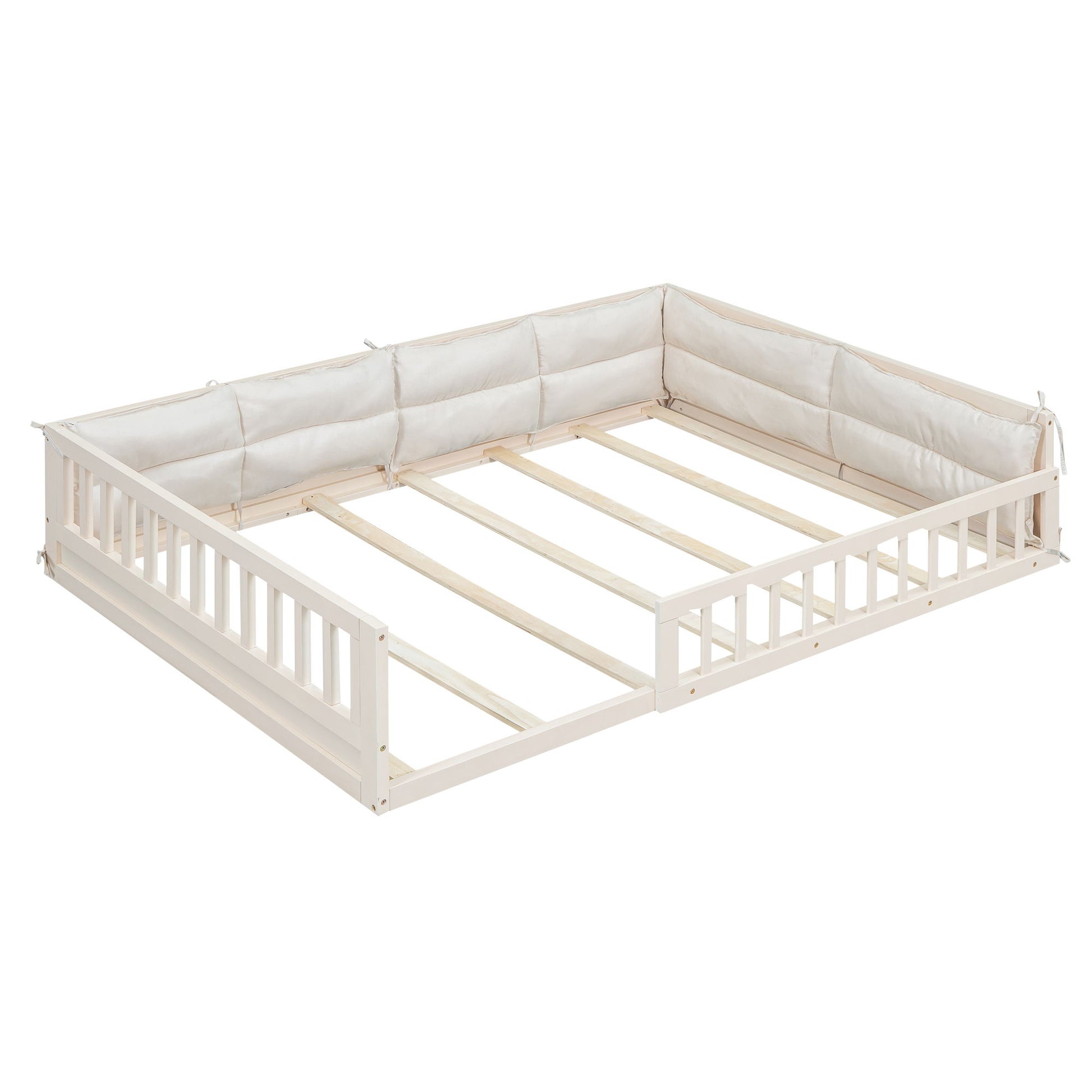 Upholstered Platform Bed With Guardrail And Pillow - The Sleep Loft - Online Mattress Showroom NYC