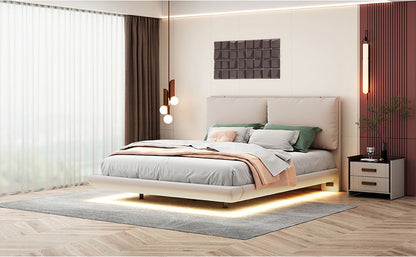 Upholstered Platform Bed With Sensor Light And 2 Large Backrests, With 2 Sets Of USB Port And Socket On Each Rear Bed Leg - The Sleep Loft - Online Mattress Showroom NYC