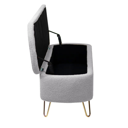 Storage Ottoman Bench For End Of Bed Legs, Modern Camel Faux Fur Entryway Bench Upholstered Padded With Storage For Living Room Bedroom - The Sleep Loft - Online Mattress Showroom NYC