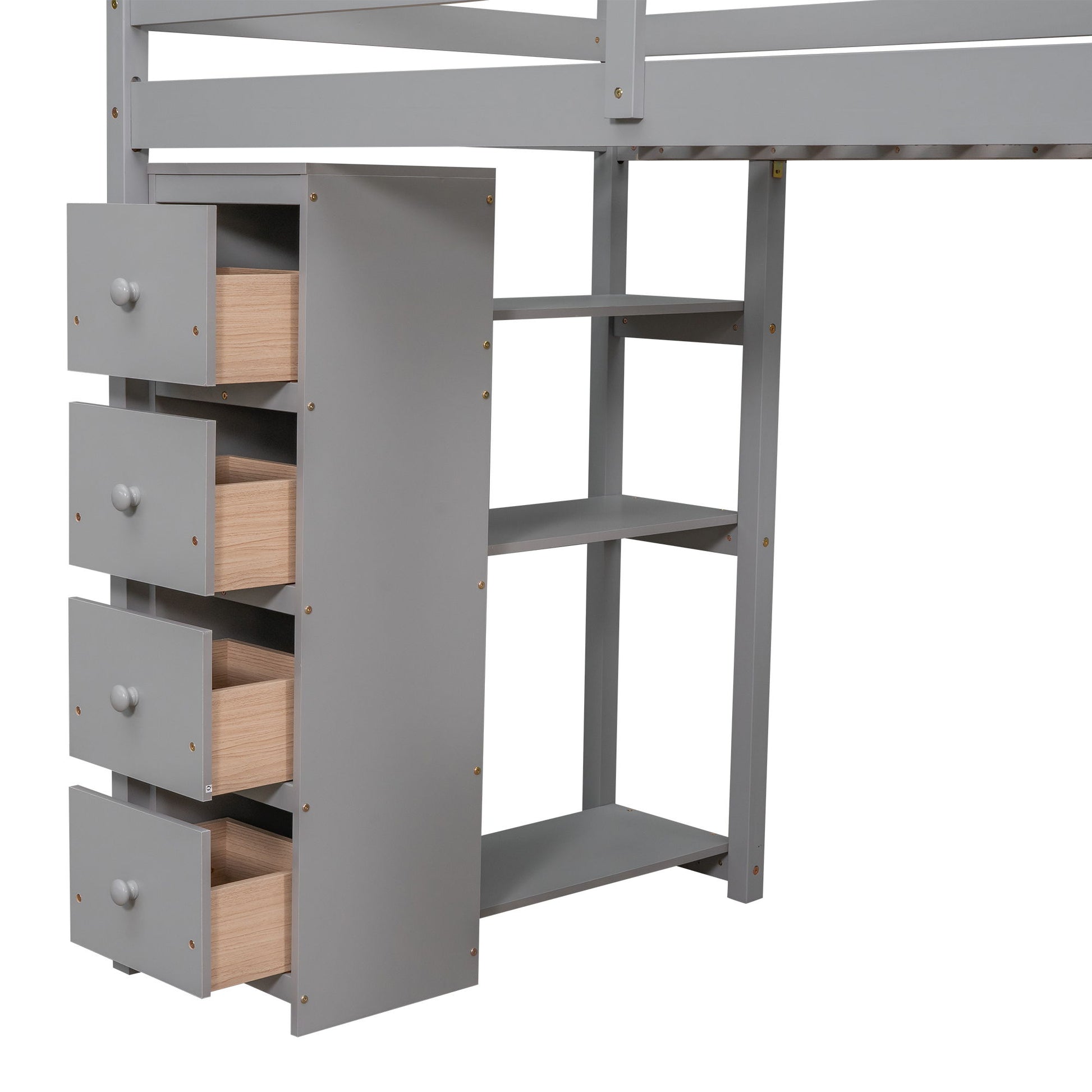 Loft Bed With Storage Drawers, Desk And Stairs With Shelves - The Sleep Loft - Online Mattress Showroom NYC