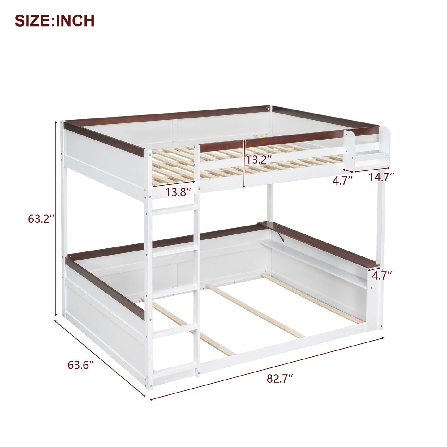 Bunk Bed With Built In Shelves, Storage Box, LED Light And USB Charging Station - The Sleep Loft - Online Mattress Showroom NYC