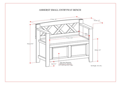 Amherst - Small Transitional Entryway Storage Bench - The Sleep Loft - Online Mattress Showroom NYC