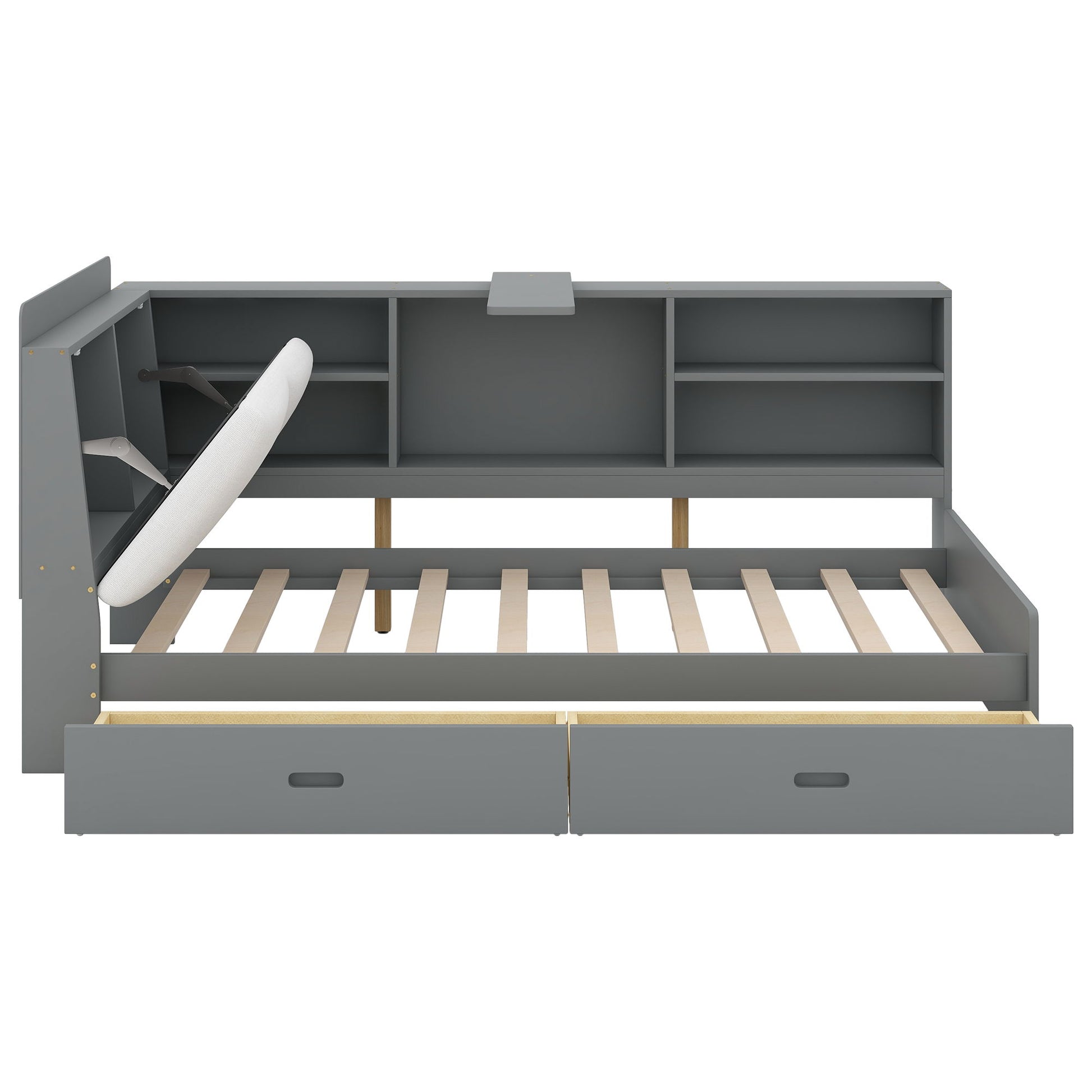 Platform Bed With Storage Headboard, Shelves And 2 Drawers - The Sleep Loft - Online Mattress Showroom NYC