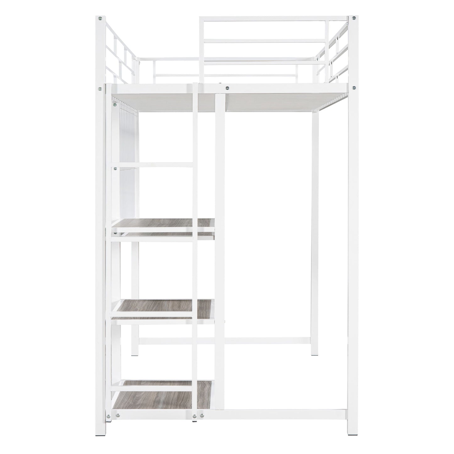 Metal Loft Bed With Desk, 3 Shelves And Ladder - The Sleep Loft - Online Mattress Showroom NYC