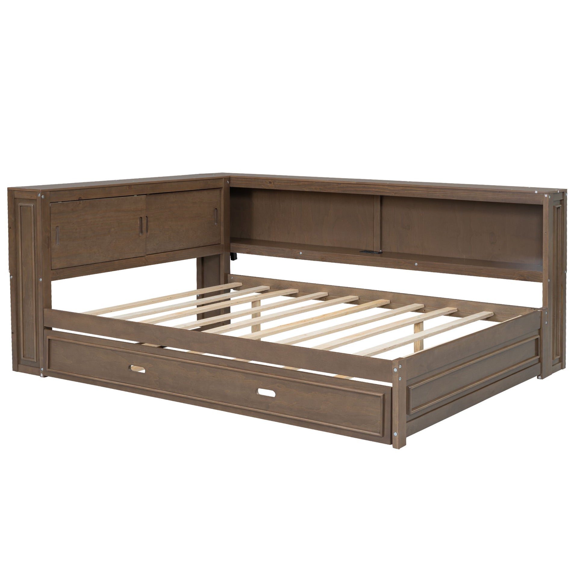 Daybed With Storage Shelves, LED, USB, And Trundle - The Sleep Loft - Online Mattress Showroom NYC