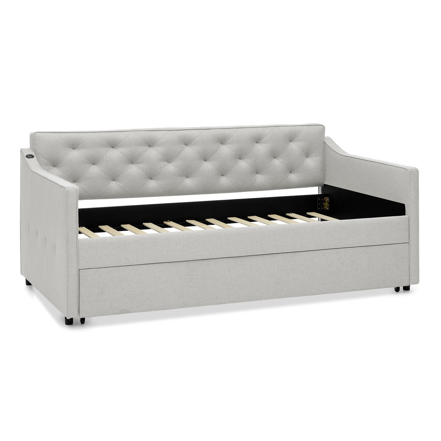 Daybed With Pop Up Trundle And USB Charging Armrest - The Sleep Loft - Online Mattress Showroom NYC