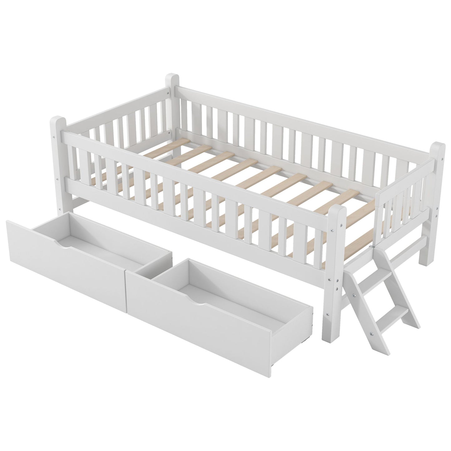 Platform Bed With Guardrail And 2 Drawers - The Sleep Loft - Online Mattress Showroom NYC