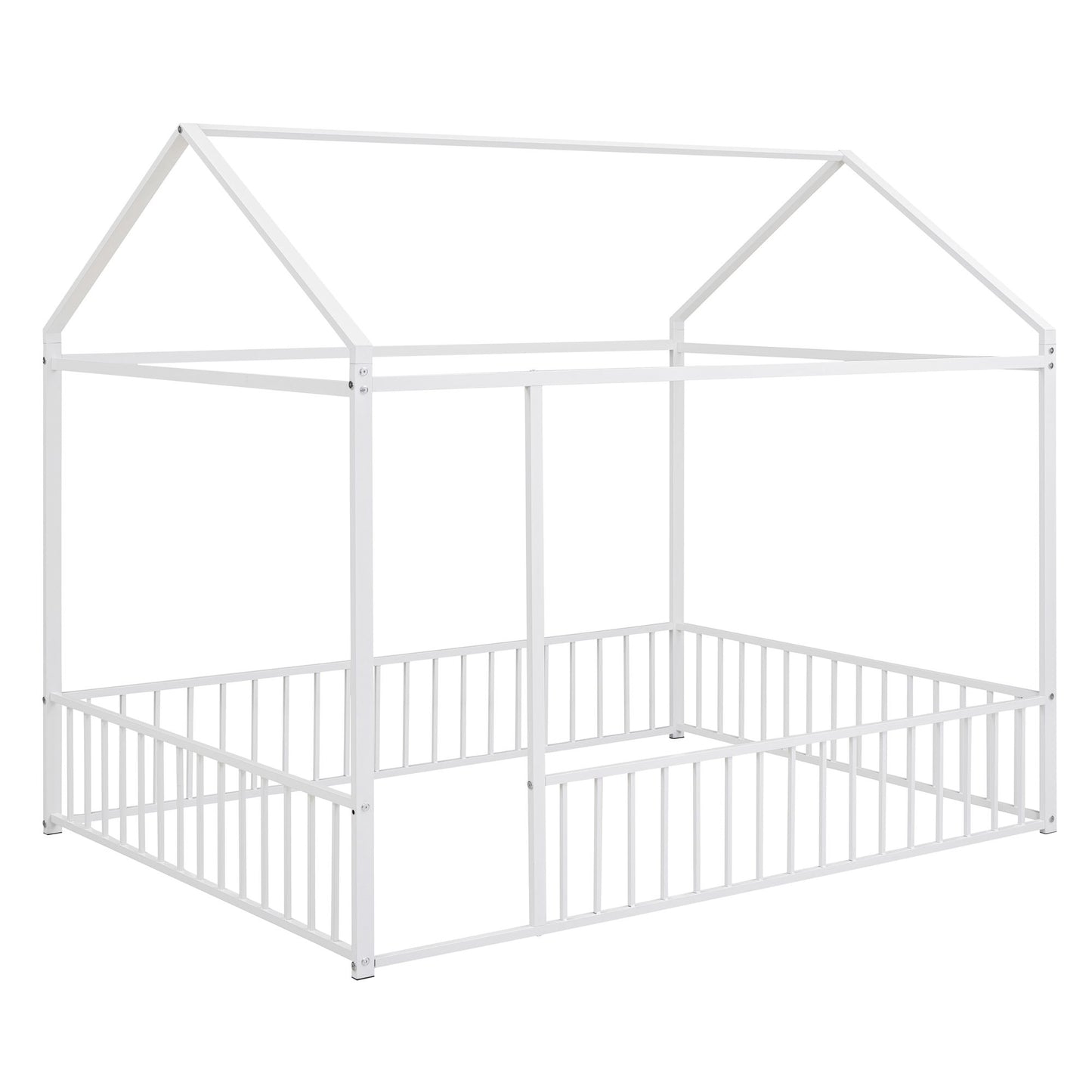 Metal Bed House Bed Frame With Fence - The Sleep Loft - Online Mattress Showroom NYC