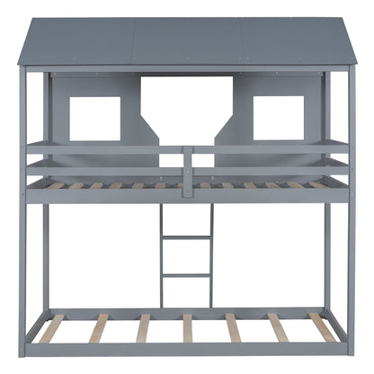 Twin Over Twin Bunk Bed With Roof, Window, Guardrail, Ladder - The Sleep Loft - Online Mattress Showroom NYC