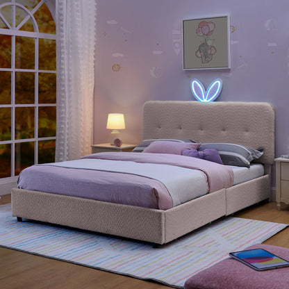 Upholstered Bed With Oversized Rabbit Ear Headboard, LED Lights & 4 Storage Drawers - The Sleep Loft - Online Mattress Showroom NYC
