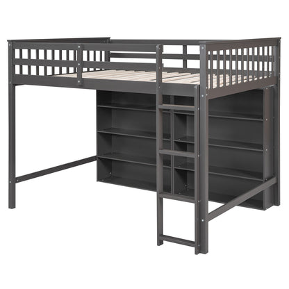 Loft Bed With 8 Open Storage Shelves And Built In Ladder - The Sleep Loft - Online Mattress Showroom NYC