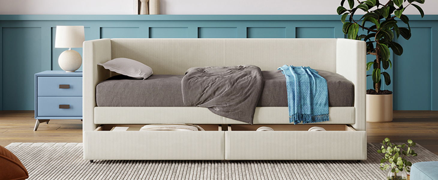 Daybed With Two Drawers And Wood Slat - The Sleep Loft - Online Mattress Showroom NYC
