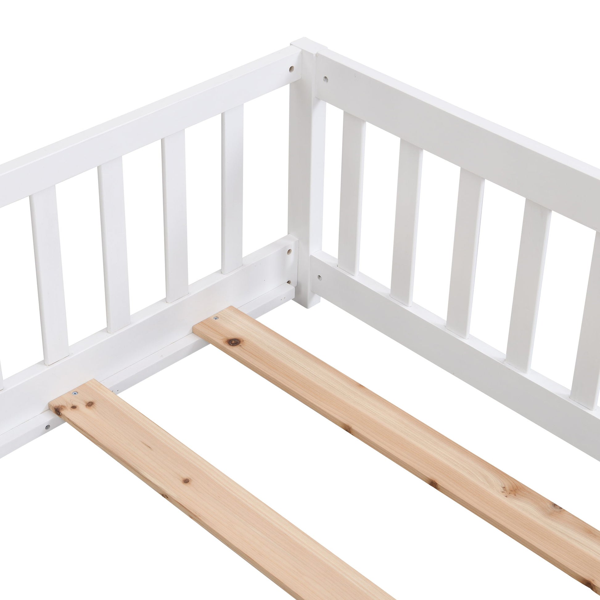 Solid Wood Floor Bed With Door And Fence For Children - The Sleep Loft - Online Mattress Showroom NYC