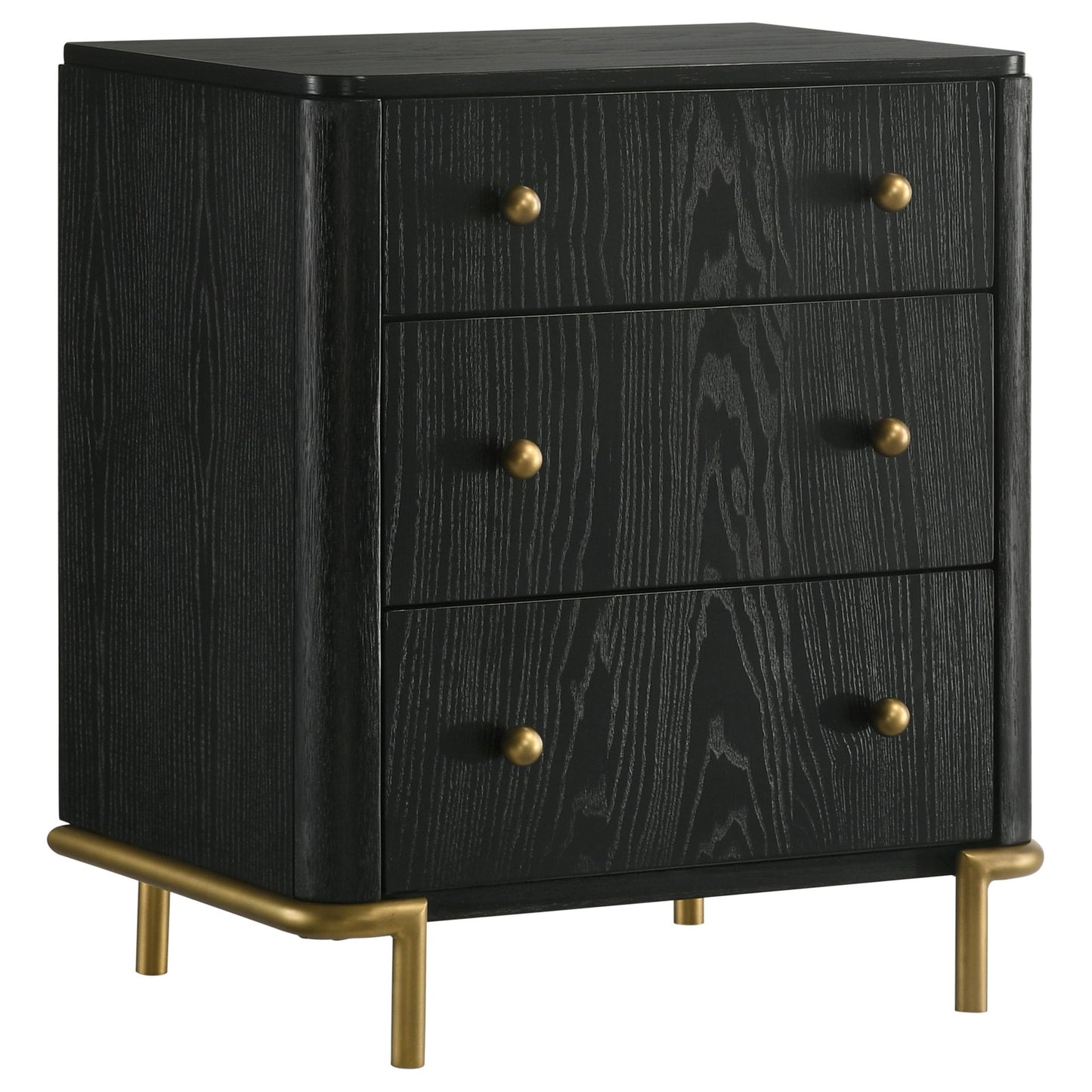 Anser - 3 Drawer Nightstand - Black - The Sleep Loft - Online Mattress Showroom NYC