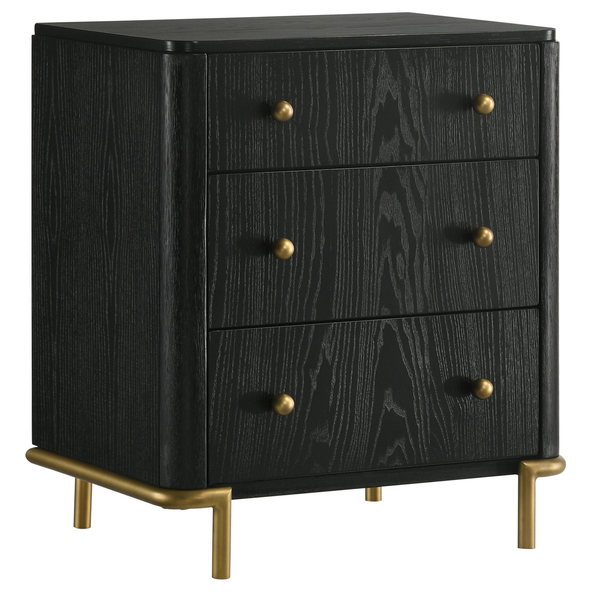Anser - 3 Drawer Nightstand - Black - The Sleep Loft - Online Mattress Showroom NYC