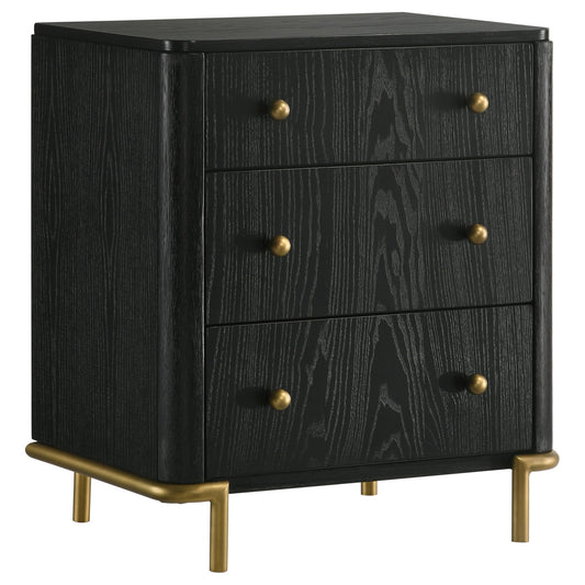 Anser - 3 Drawer Nightstand - Black - The Sleep Loft - Online Mattress Showroom NYC