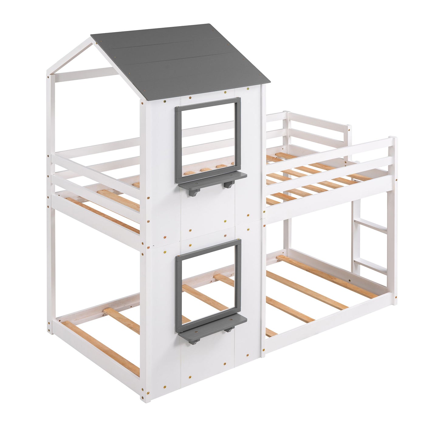 Bunk Bed Wood Bed & Roof, Window, Guardrail, Ladder - The Sleep Loft - Online Mattress Showroom NYC