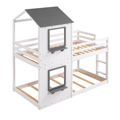 Bunk Bed Wood Bed & Roof, Window, Guardrail, Ladder - The Sleep Loft - Online Mattress Showroom NYC