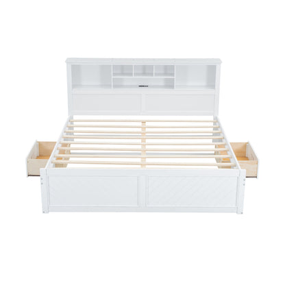 Platform Bed With Multi Storage Headboard, USB And Drawers - The Sleep Loft - Online Mattress Showroom NYC
