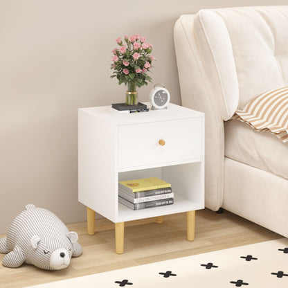 Nightstand With 1 Drawer And 1 Shelf - White - The Sleep Loft - Online Mattress Showroom NYC