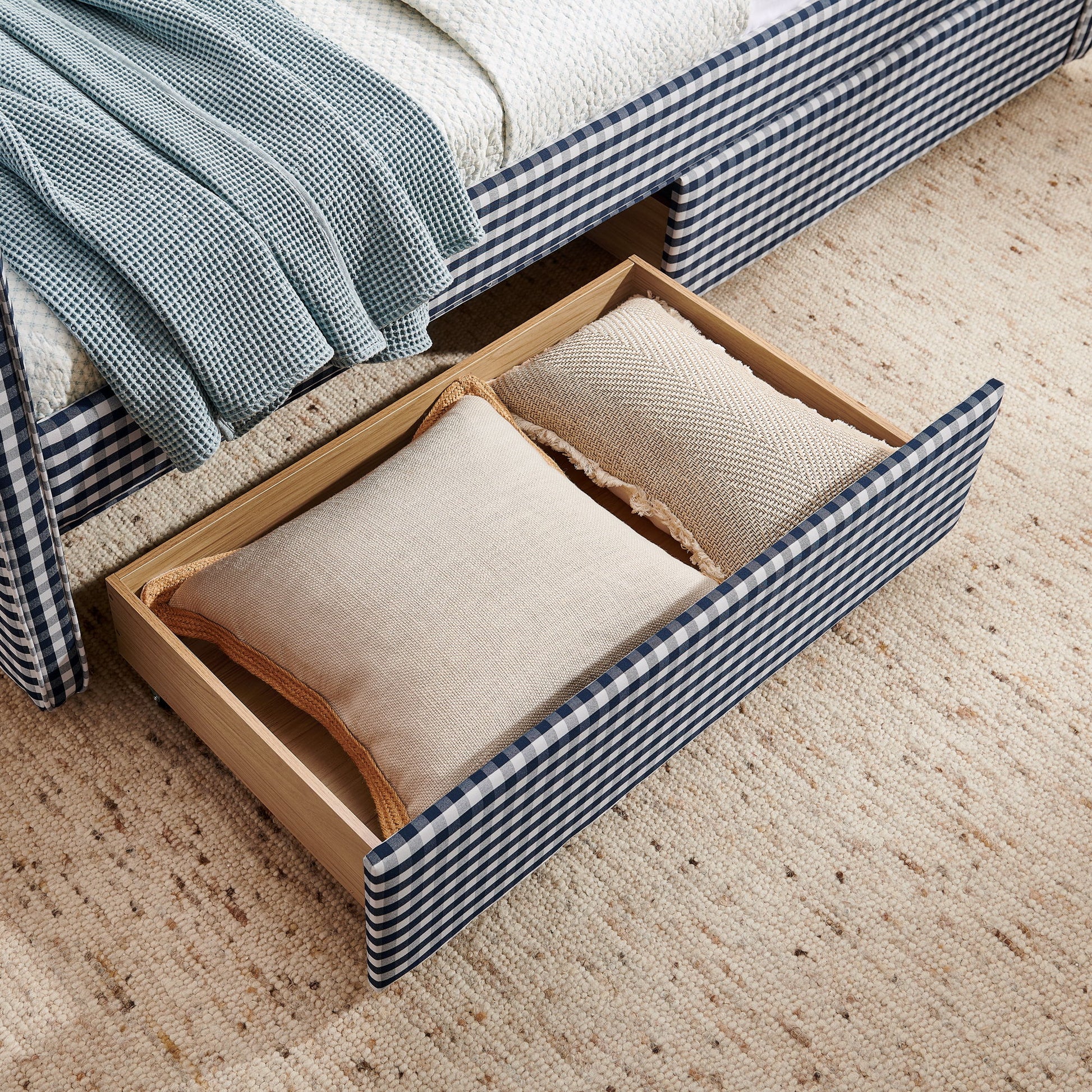 Gingham Daybed With USB Charging Port, Wave-Shaped Design - The Sleep Loft - Online Mattress Showroom NYC
