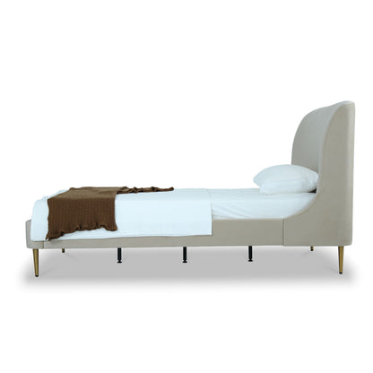 Mid-Century Modern Upholstered Bed With Curved Headboard - The Sleep Loft - Online Mattress Showroom NYC