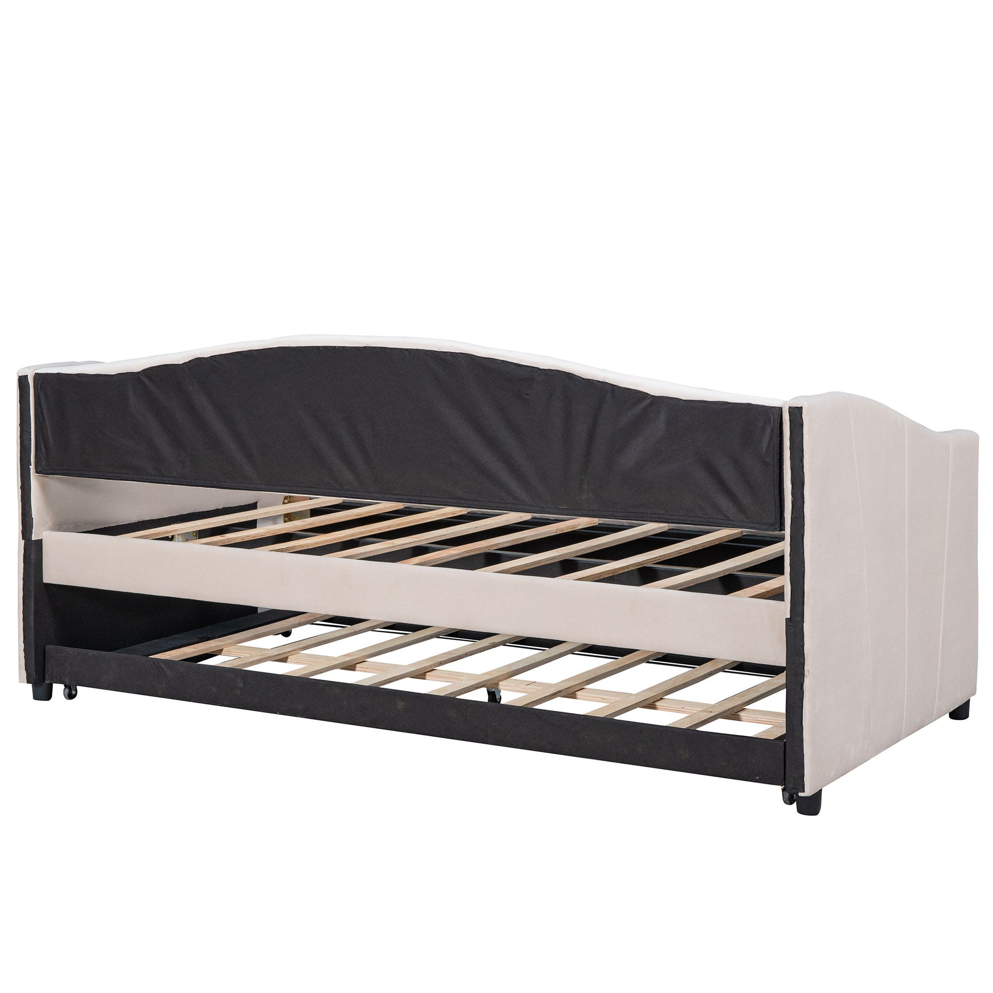 Upholstered Daybed Sofa Bed With Trundle Bed And Wood Slat - The Sleep Loft - Online Mattress Showroom NYC