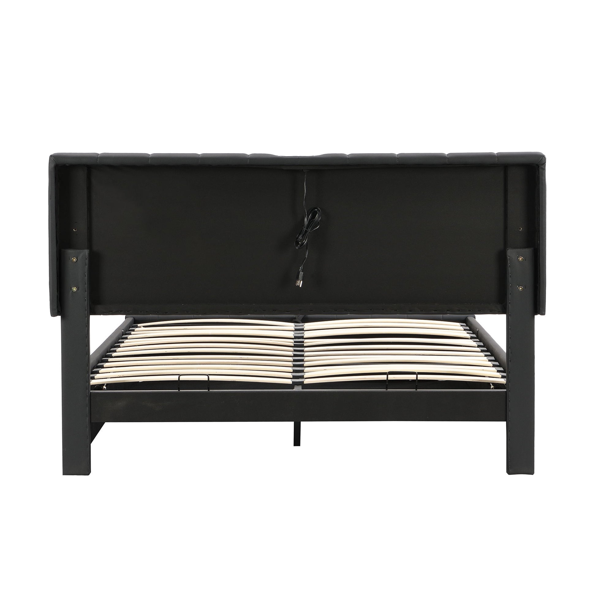 Upholstered Bed With Hydraulic Storage System And LED Light, With Sockets And USB Ports - The Sleep Loft - Online Mattress Showroom NYC