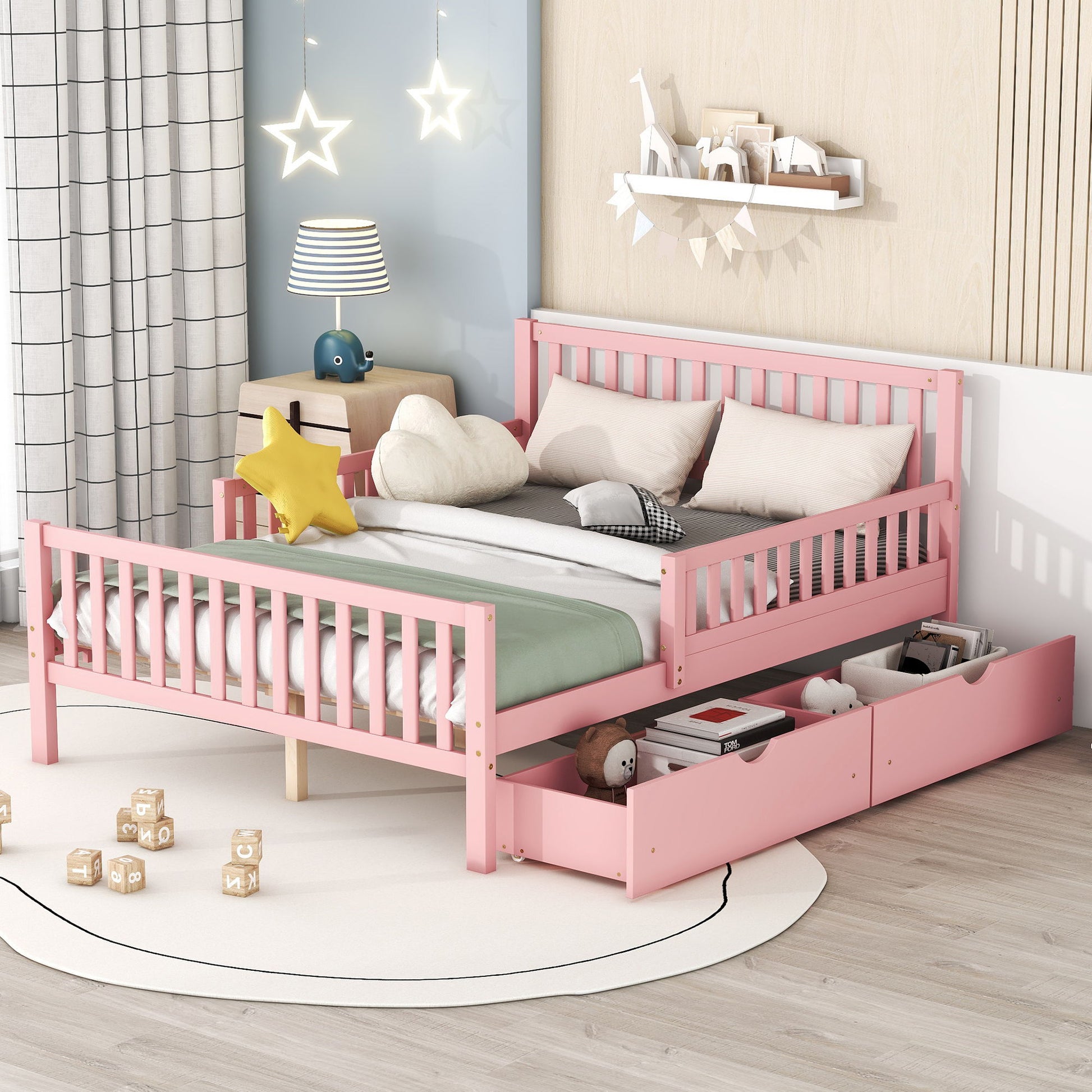 Platform Bed With Guardrails On Both Sides And 2 Storage Drawers - The Sleep Loft - Online Mattress Showroom NYC