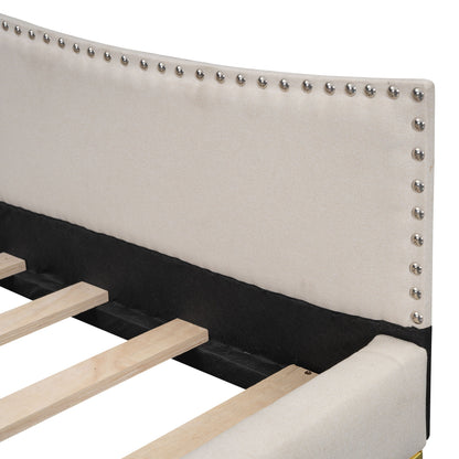 Upholstered Daybed With Headboard And Armrest, Support Legs - The Sleep Loft - Online Mattress Showroom NYC