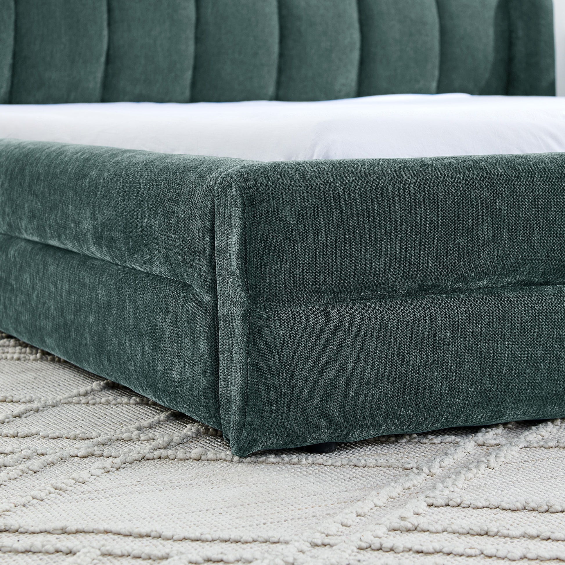 Modern Upholstered Bed Frame With Thick Fabric And Headboard - The Sleep Loft - Online Mattress Showroom NYC