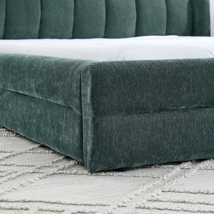 Modern Upholstered Bed Frame With Thick Fabric And Headboard - The Sleep Loft - Online Mattress Showroom NYC