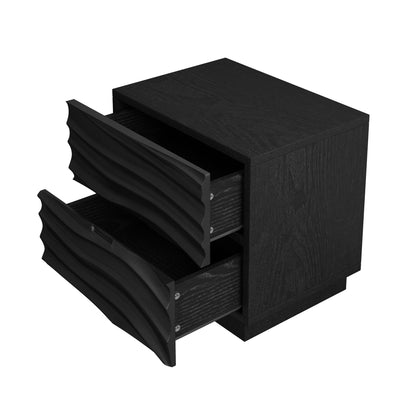 Nightstands, Bedside Table With 2 Drawers (Set of 2) - Black