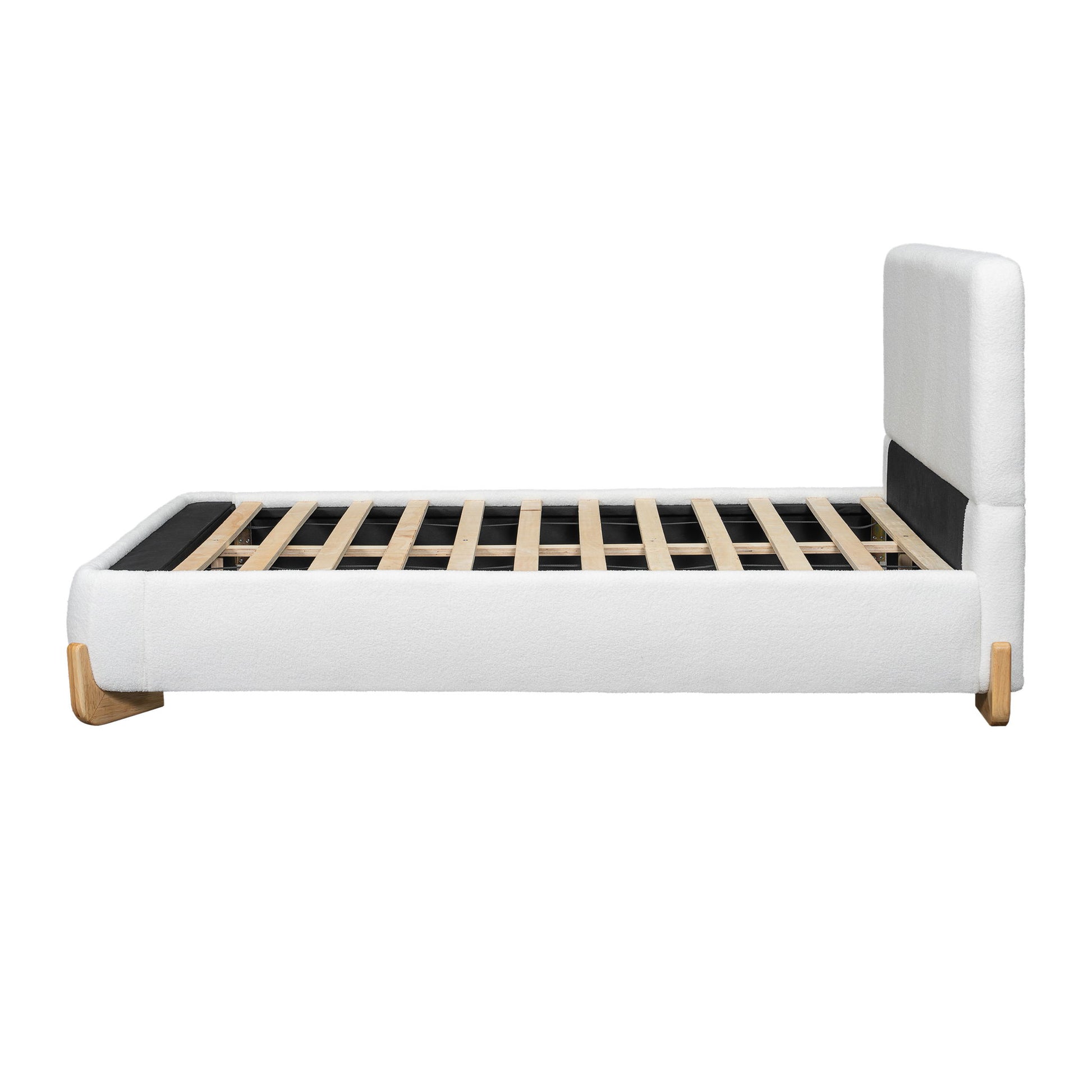 Elegant Boucle Upholstered Bed With Solid Wood Feet - The Sleep Loft - Online Mattress Showroom NYC