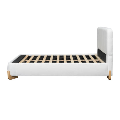 Elegant Boucle Upholstered Bed With Solid Wood Feet - The Sleep Loft - Online Mattress Showroom NYC
