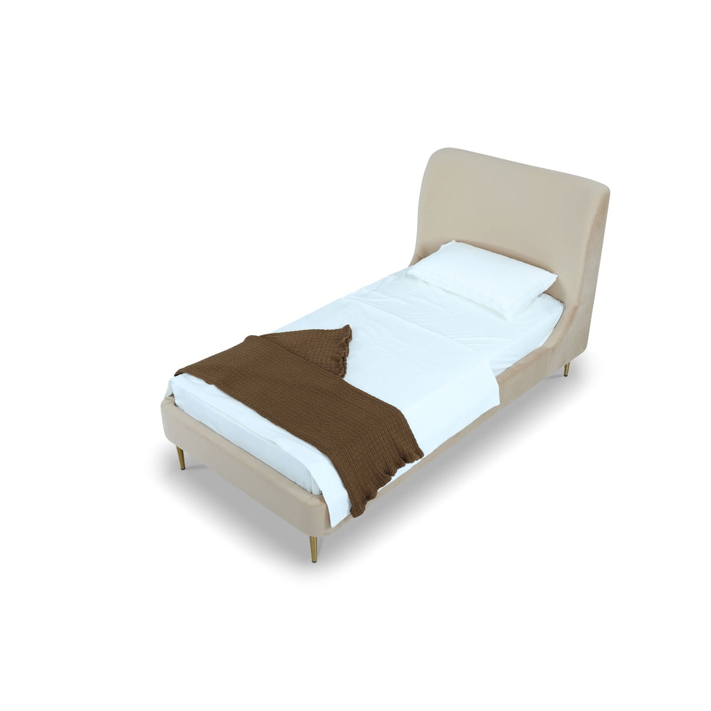 Mid-Century Modern Upholstered Bed With Curved Headboard - The Sleep Loft - Online Mattress Showroom NYC
