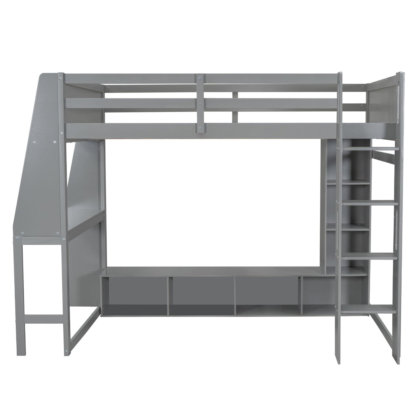 Gaming Loft Bed With Desk, Multi Storage Shelves, LED Lighting, And Hanging Clothes Rack - The Sleep Loft - Online Mattress Showroom NYC