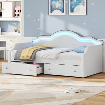 Upholstered Daybed With LED Lights And 2 Drawersme - The Sleep Loft - Online Mattress Showroom NYC