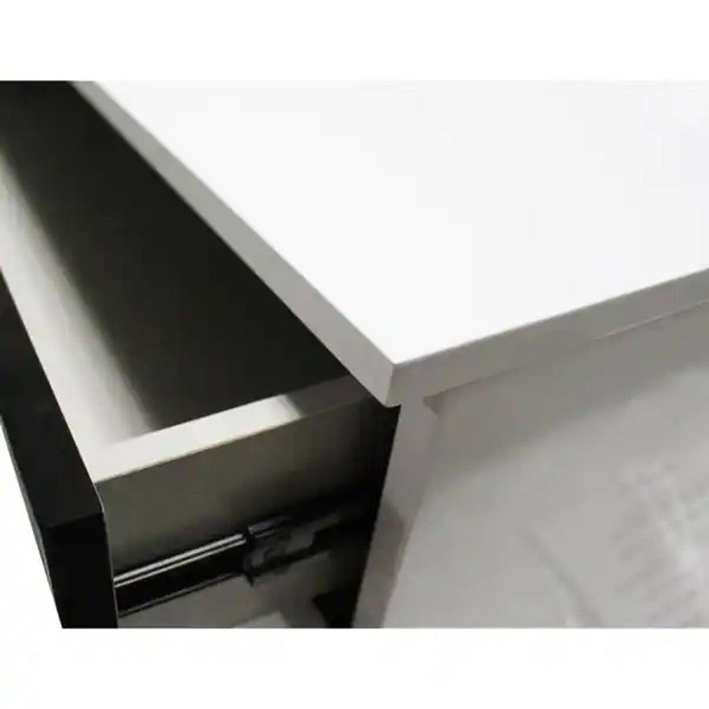 2 Drawer Nightstand, Bedside Table - White / Black