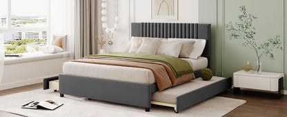 Upholstered Platform Bed With Drawers, Classic Headboard Design - The Sleep Loft - Online Mattress Showroom NYC